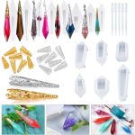 JuanYa Resin Pendulum Molds Set, 6Pcs Silicone Quartz Crystal Molds with 160 Pcs Metal Bead Caps, 5pcs Plastic Droppers, Epoxy UV Resin Mold