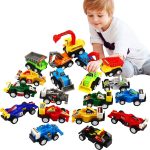 Pull Back Car, 20 Pcs Assorted Mini Truck Toy and Race Car Toy Kit Set, Funcorn Toys Play Construction Vehicle Playset Educational Preschool