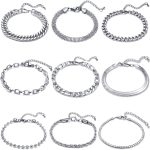 Stainless Steel Chain Bracelet Set for Women, Gold/Silver Fashion Stackable Cuban Link Adjustable Bracelet for Gifts