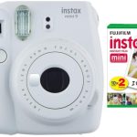 Fujifilm instax Mini 9 Instant Camera (Smokey White) and instax Film Twin Pack (20 Exposures) Bundle