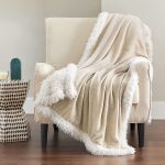 Blanket Reversible - Winter Warm Plush Thermal Blanket, Thick Cozy Soft Twin Blanket Herringbone, Fluffy Sherpa Blanke