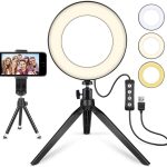 LED Ring Light 6" with Tripod Stand for YouTube Video and Makeup, Mini LED Camera Light with Cell Phone Holder Desktop LED Lamp with 3 Light