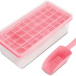 Ice Cube Tray With Lid and Bin | 55 Nuggets Ice Tray For Freezer | Comes with Ice Container, Scoop and Cover | Good Size Ice Bucket (Green)