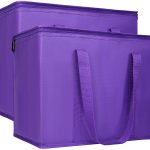 2-Pack Insulated Reusable Grocery Shopping Bags, Xl, Large Picnic Cooler Bag Zipper Zippered Top Cold, Grey