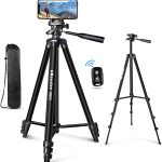UBeesize 60鈥?Phone Tripod with Carry Bag & Cell Phone Mount Holder for Live Streaming, Extendable Travel Lightweight Tripod Stand with Smart