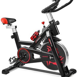 Indoor Cycling Bike Stationary - Exercise Bike with Comfortable Seat Cushion, Phone/Ipad Bracket, Heavy Flywheel and LCD Monitor for
