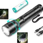 LED Flashlight High Lumens Rechargeable Zoomable Tactical Flashlights, Super Bright Handheld Flashlights. IPX6 Waterproof (18650 Battery Inc