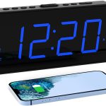 Digital Dual Alarm Clock for Bedroom,Large 7.5" LED Display & 5 Dimmer,USB Phone Charger,Battery Backup,12/24H,DST,Adjustable Alarm Volume,E