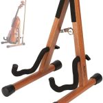 Neboic Ukulele Stand, Wood Violin Stand with bow holder, Wooden Stand for Mini Small Guitars, Banjo and Mandolin (Cherry)