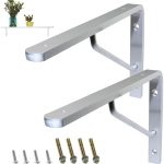 Boeray 2 Pack 12" Aluminum Alloy Shelf Bracket 90 Degree Angle Heavy Duty Max. Load 220 lb Wall Floating Shelves Tripod Triangle with 8pcs M