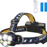 Rechargeable headlamp,Elmchee 6 LED 8 Modes 18650 USB Rechargeable Waterproof Flashlight Head Lights for Camping, Hiking, Outdoors