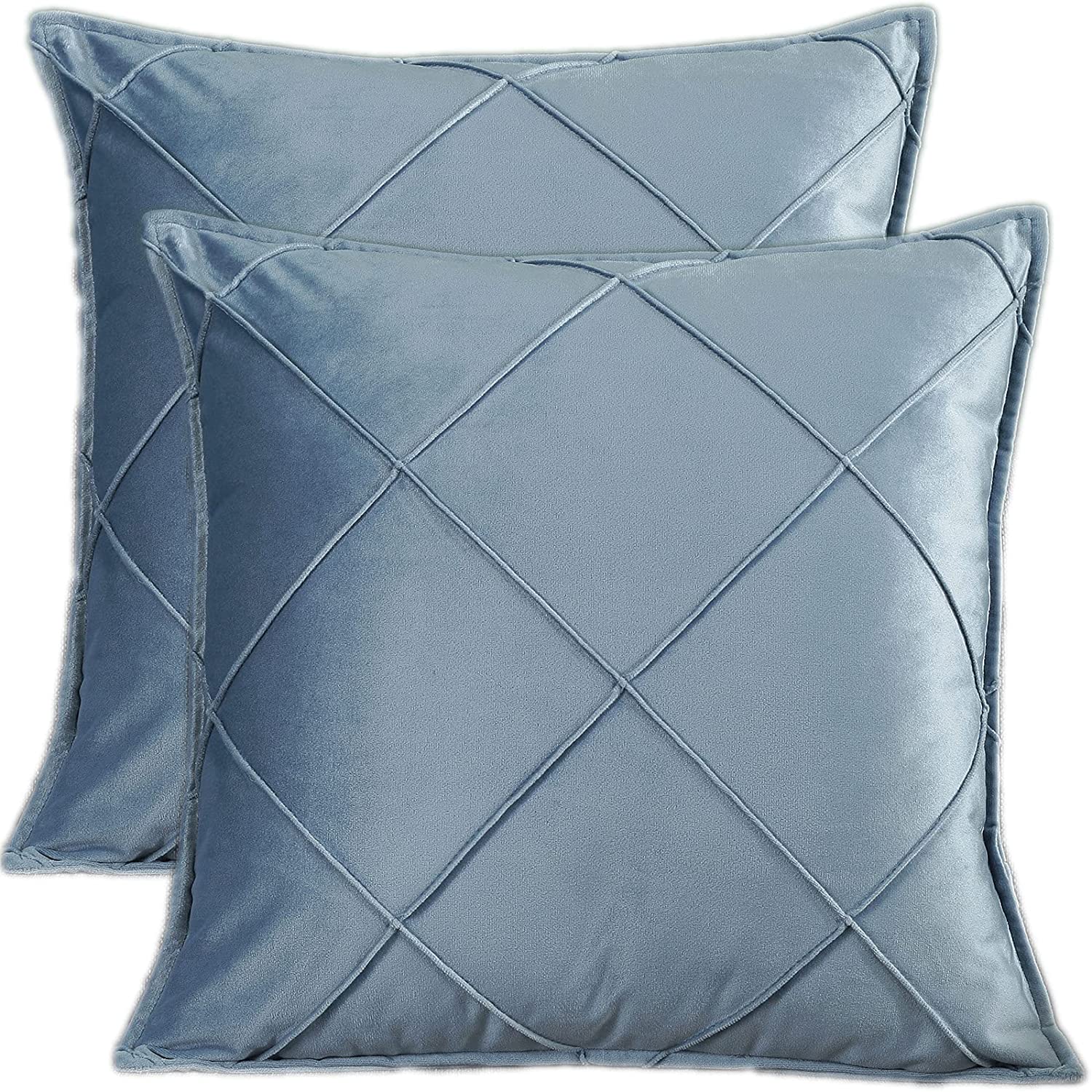 GOJAKO Christmas Velvet Throw Pillow Covers 18"x18" Pack of 2 Sofa Decoration Soft Square Cushion Pillowcase Solid Plaid Cover for Bedroom L