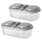 Mess Trays (2-Pack); Stainless Steel 15 in. x 11 in. Rectangular 6-Compartment Divided Plates / Cafeteria Food Trays