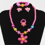 Candy Beads Resin Plastic Kids Jewelry Set for Children Flower Pendants Cute Necklace Bracelet Ring Earrings Baby Jewelry