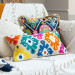 Ethnic Sofa Cover Decorative Pillows Covers  Flower Embroidered Boho Long Cushions 60*30 for Bedroom Sofa Chair Lumbar Pillow