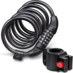 Bike Lock Cable (6 Feet), Fosmon Heavy Duty 5-Digit Self Coiling Resettable Combination Code, Bicycle Chain Flexible Steel Security Cable Lo