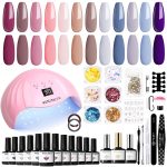 Modelones Gel Nail Polish Kit with U V Light 48W LED Nail Lamp 12 Colors Christmas Gifts for Women Natural Skin Tone Gel Nail Polish/Mirror