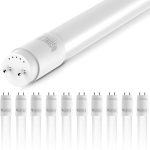 Sunco Lighting 10 Pack 4FT T8 LED Tube, 18W=40W Fluorescent, Frosted Cover, 5000K Daylight, Single Ended Power (SEP), Ballast Bypass, Commer