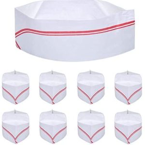 40 PCS Disposable Soda Jerk Paper Cap, Chef Hat for Restaurant Party Red
