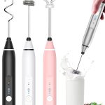 Rechargeable Handheld, Electric Whisk Coffee Frother Mixer with 3 Stainless whisks, 3-Speed Adjustable Foam Maker Blender for C