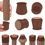 Dark Walnut Silicone Chair Leg Floor Protectors with Felt, Free Moving Table Leg Covers, Prevent Floor Scratches and Reduce Noise