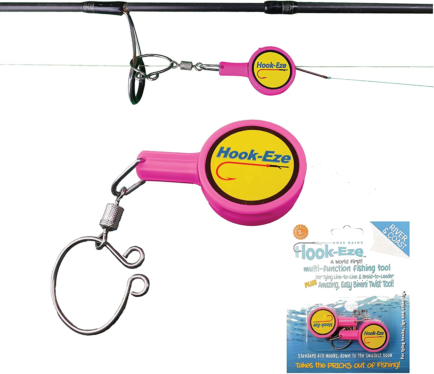 HOOK-EZE Fishing Gear Knot Tying Tool - Cover Fishing Hooks While Tying Strong Fishing Knots. Quick Knot Tool is Easy to Use, Great Fishing