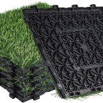Artificial Grass Turf Tiles 1x1 ft, Interlocking Fake Grass Deck Tiles with Non-Woven Fabric Bottom for Indoor Outdoor Decor, 6 Pack